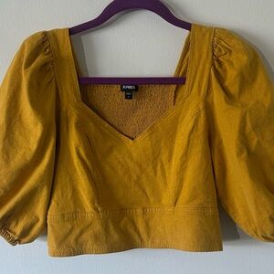 Express Mustard Yellow Puff Sleeve Blouse